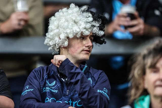 Hull FC fans in the away stand during the Betfred Super League round 23 match St Helens vs Hull FC at Totally Wicked Stadium, St Helens, United Kingdom, 22nd August 2025

(Photo by Alfie Cosgrove/News Images)