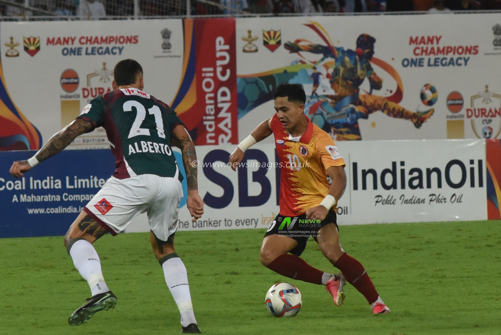 East Bengal FC player Edmund Lalrindika scores during the 135th Durand Cup final against Mohun Bagan Super Giant at the Vivekananda Yuba Bharati Krirangan in Kolkata, India, August 23, 2026. Photo by Debajyoti Chakraborty.(Photo: Debajyoti Chakraborty/News Images)