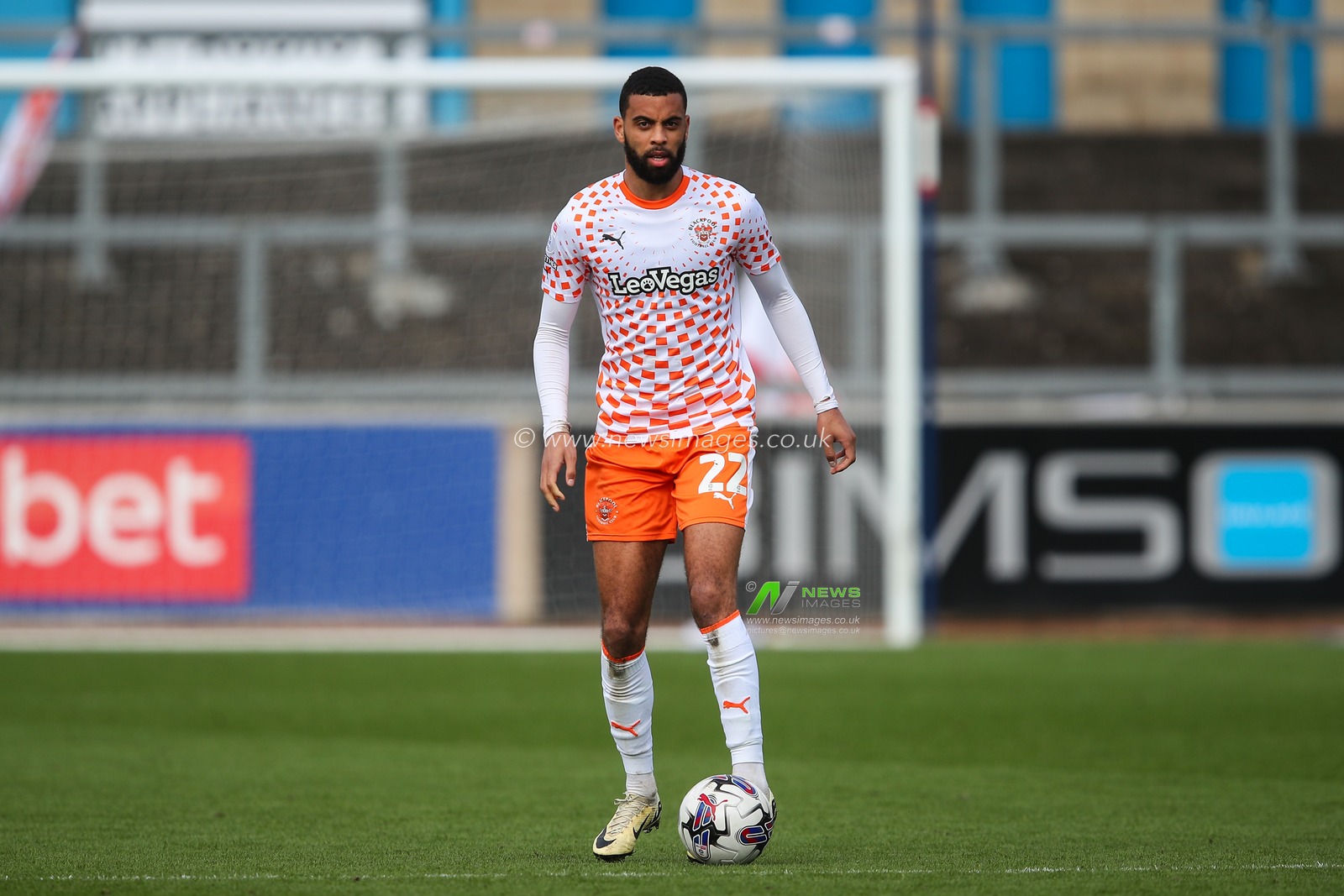 CJ Hamilton of Blackpool in action during the Sky Bet League 1 match Carlisle United vs Blackpool at Brunton Park, Carlisle, United Kingdom, 13th April 2024

(Photo by Gareth Evans/News Images)