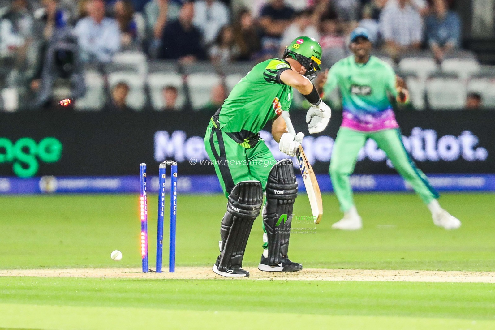 Leus du Plooy of Southern Brave is bowled out during the The Hundred match Oval Invincibles vs Southern Brave at The Kia Oval, London, United Kingdom, 8th August 2024

(Photo by Izzy Poles/News Images)
