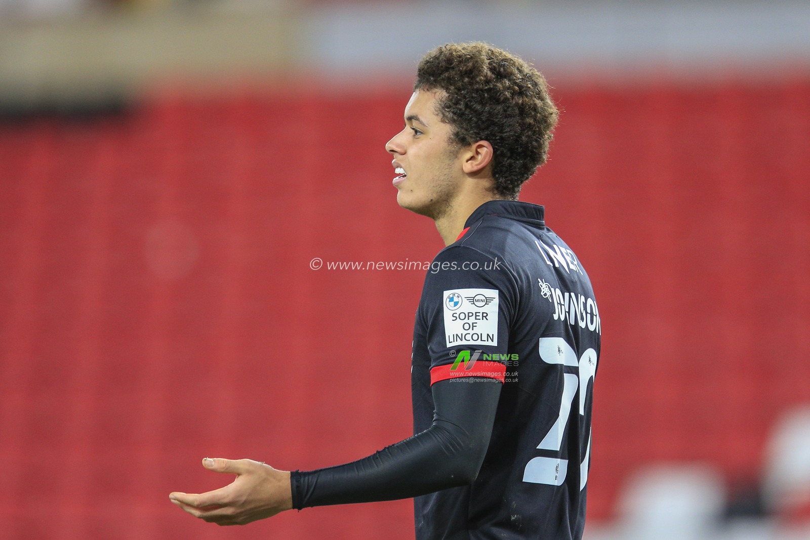 Brennan Johnson #20 of Lincoln City during the game