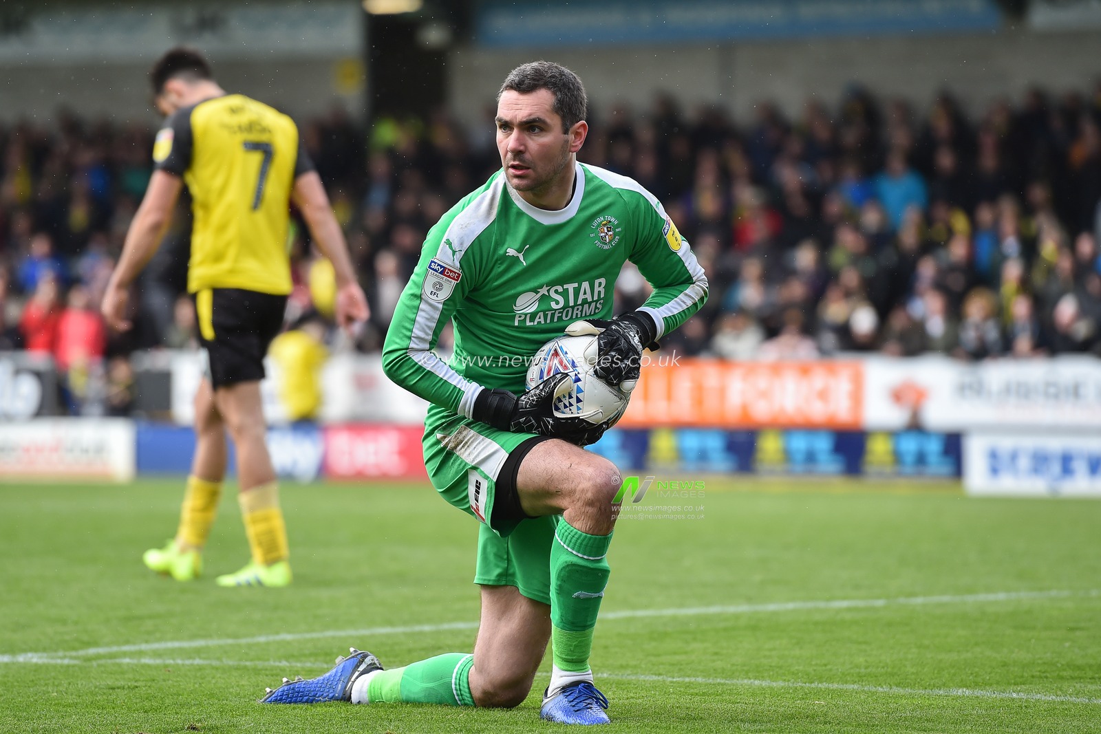 27th April 2019, Pirelli Stadium, Burton upon Trent, England; Sky Bet League One, Burton Albion vs Luton Town ; James Shea (36) of Luton Town makes the ball safe 


Credit: Jon Hobley/News Images

English Football League images are subject to DataCo Licence