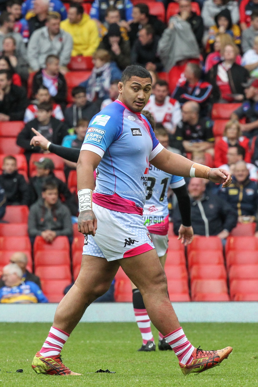 26th May 2019 , Anfield Stadium, Liverpool, England; Dacia Magic Weekend, Betfred Super League Round 16, Salford Red Devils vs Hull KR ; Pauli Pauli (24) walks off after receiving a yellow card

Credit: David Greaves/News Images