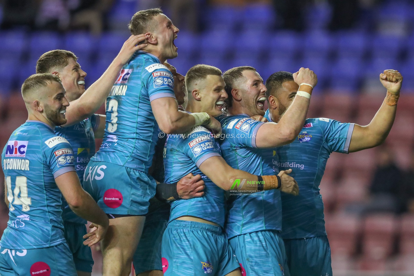 Cameron Smith #13 of Leeds Rhinos celebrates his try to make it 18-32 during the Betfred Super League Round 12 match Wigan Warriors vs Leeds Rhinos at DW Stadium, Wigan, United Kingdom, 12th May 2023

(Photo by Gareth Evans/News Images)