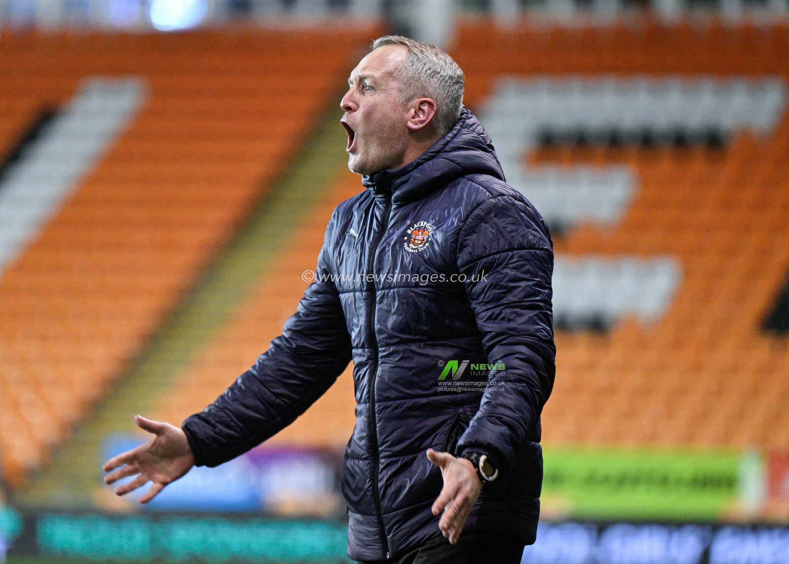 Neil Critchley manager of Blackpool reacts, during the Bristol Street Motors Trophy Semi-Final match Blackpool vs Peterborough United at Bloomfield Road, Blackpool, United Kingdom, 20th February 2024

(Photo by Cody Froggatt/News Images)