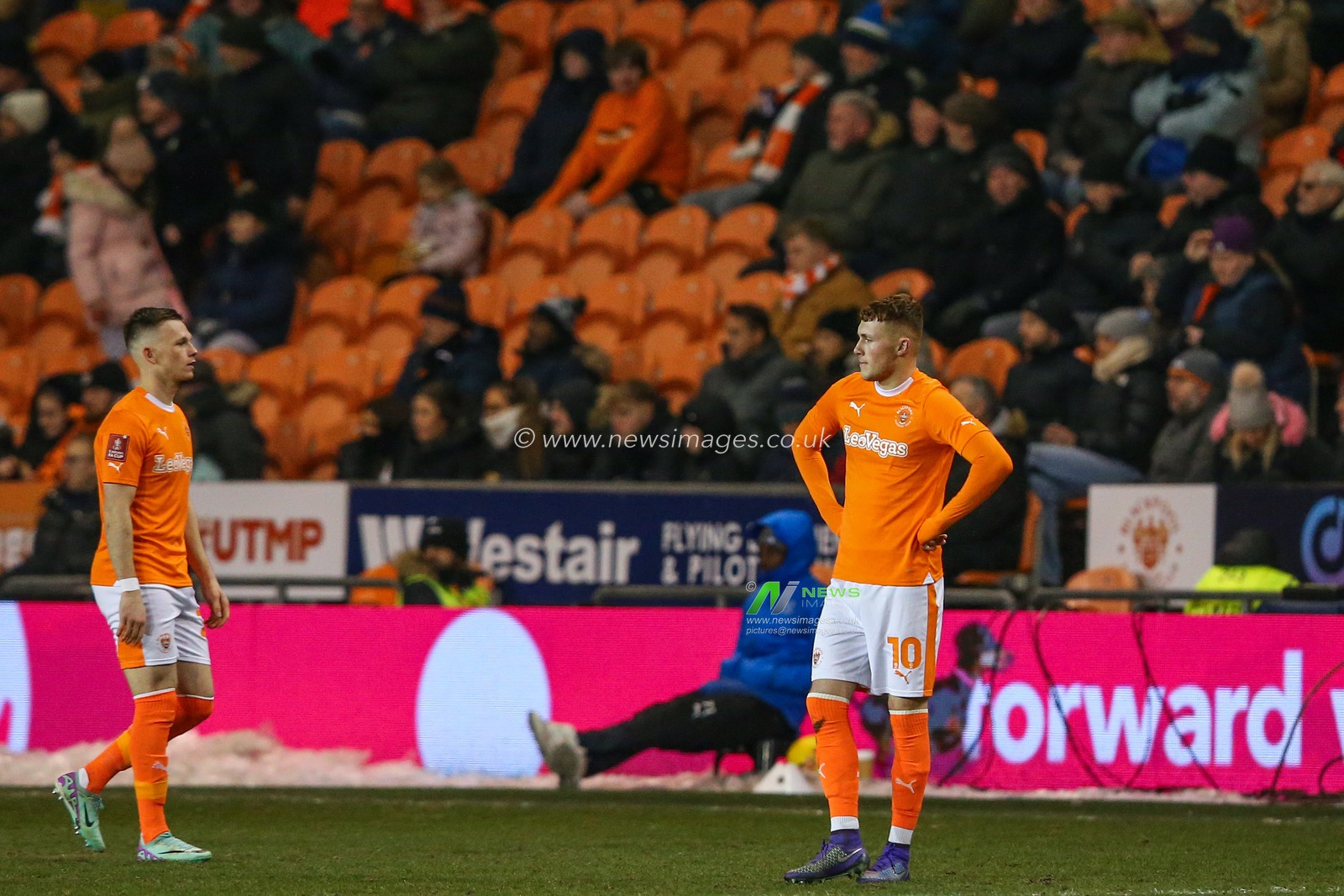 Sonny Carey of Blackpool reacts to his side conceding a goal to make it 0-2 during the Emirates FA Cup Third Round Replay match Blackpool vs Nottingham Forest at Bloomfield Road, Blackpool, United Kingdom, 17th January 2024

(Photo by Gareth Evans/News Images)