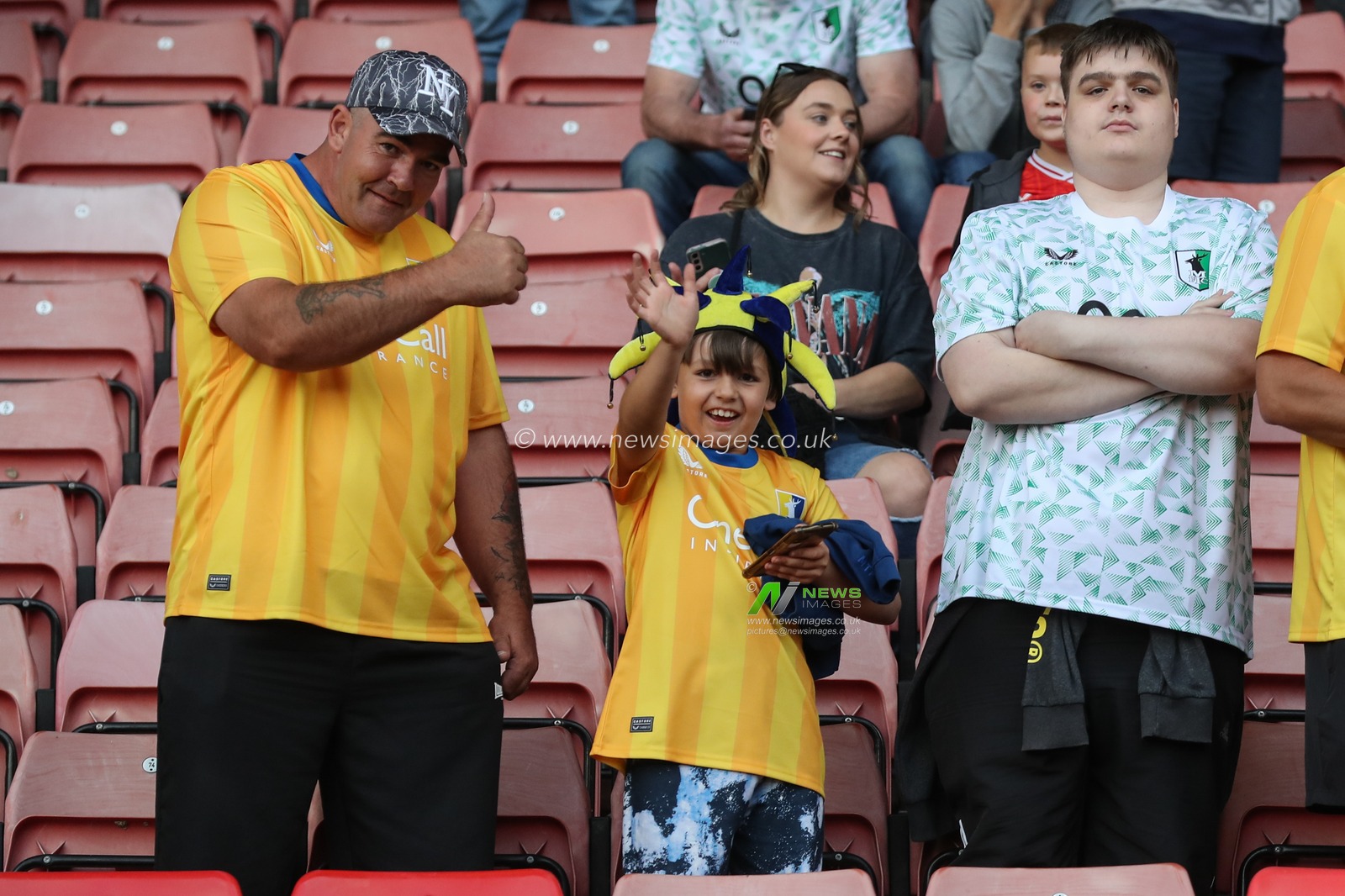 Mansfield fans before the game during the Sky Bet League 1 match Barnsley vs Mansfield Town at Oakwell, Barnsley, United Kingdom, 9th August 2024

(Photo by Alfie Cosgrove/News Images)