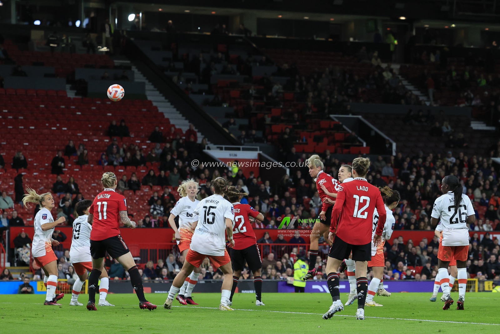 Alessia Russo #23 of Manchester United heads towards goal during the FA Women's Super League match Manchester United Women vs West Ham United Women at Old Trafford, Manchester, United Kingdom, 25th March 2023

(Photo by Conor Molloy/News Images)