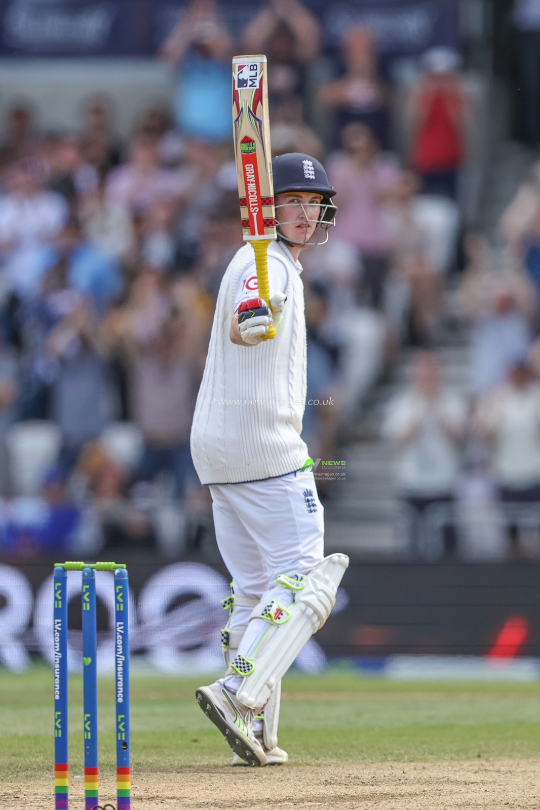 Harry Brook of England celebrates a half century (50 runs) during the LV= Insurance Ashes Third Test Series Day 4 England vs Australia at Headingley Stadium, Leeds, United Kingdom, 9th July 2023

(Photo by Mark Cosgrove/News Images)