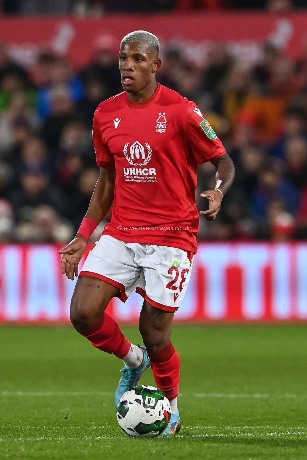 Danilo #28 of Nottingham Forest makes a break with the ball  during the Carabao Cup Semi-Finals match Nottingham Forest vs Manchester United at City Ground, Nottingham, United Kingdom, 25th January 2023

(Photo by Craig Thomas/News Images)