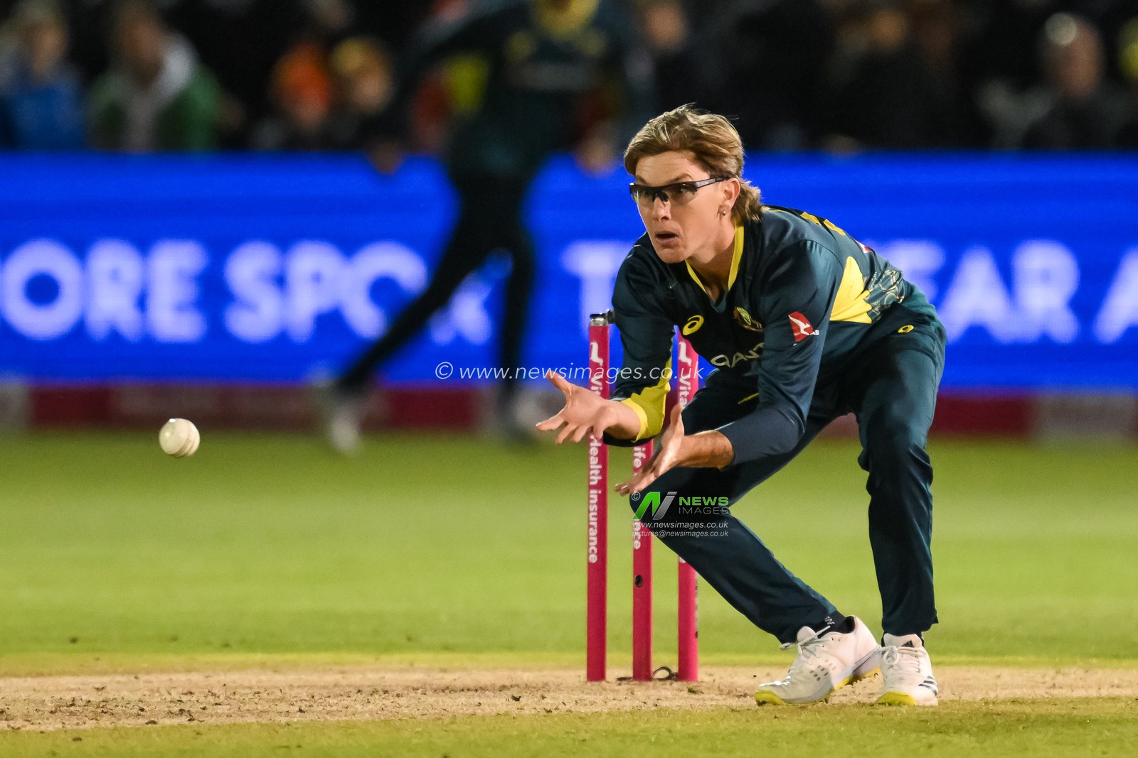 Adam Zampa of Australia fields his delivery during the Second Vitality IT20 Series England v Australia at Sophia Gardens Cricket Ground, Cardiff, United Kingdom, 13th September 2024

(Photo by Craig Thomas/News Images)