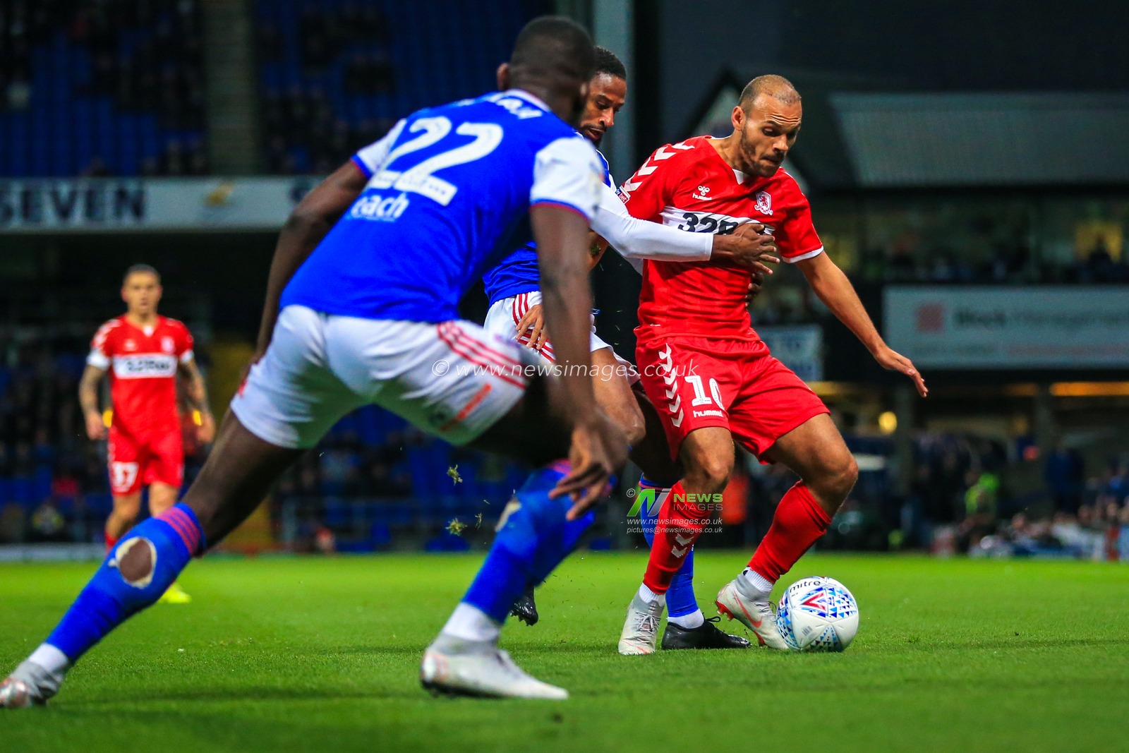 2nd October 2018, Portman Road, Ipswich, England; Sky Bet Championship Ipswich Town v Middlesbrough  ; Martin Braithwaite (10) of Middlesbrough on the ball.

Credit: Georgie Kerr/News Images,

English Football League images are subject to DataCo Licence
