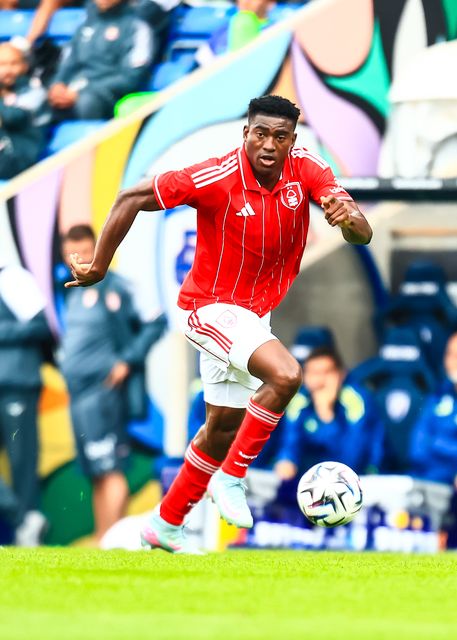 Ibrahim Sangare of Nottingham Forest breaks with the ball during the Pre-season friendly match Nottingham Forest vs Monaco at SMH Group Stadiumact Stadium, Chesterfield, United Kingdom, 19th July 2025

(Photo by Richard Bierton/News Images)