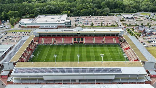 An aerial view of Leigh Sports Village during the Betfred Super League Round 20 Leigh Leopards vs Warrington Wolves at Leigh Sports Village, Leigh, United Kingdom, 1st August 2025

(Photo by Mark Cosgrove/News Images)