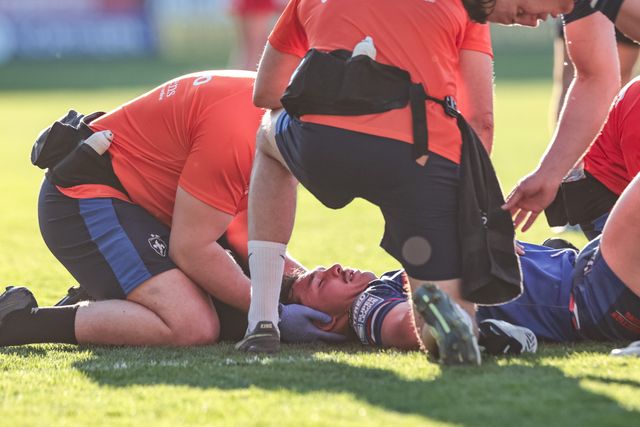 Seth Nikotemo of Wakefield Trinity receives treatment during the Betfred Super League round 9 match St Helens vs Wakefield Trinity at The BrewDog Stadium, St Helens, United Kingdom on 25 April 2026

(Photo by Mark Cosgrove/News Images)
