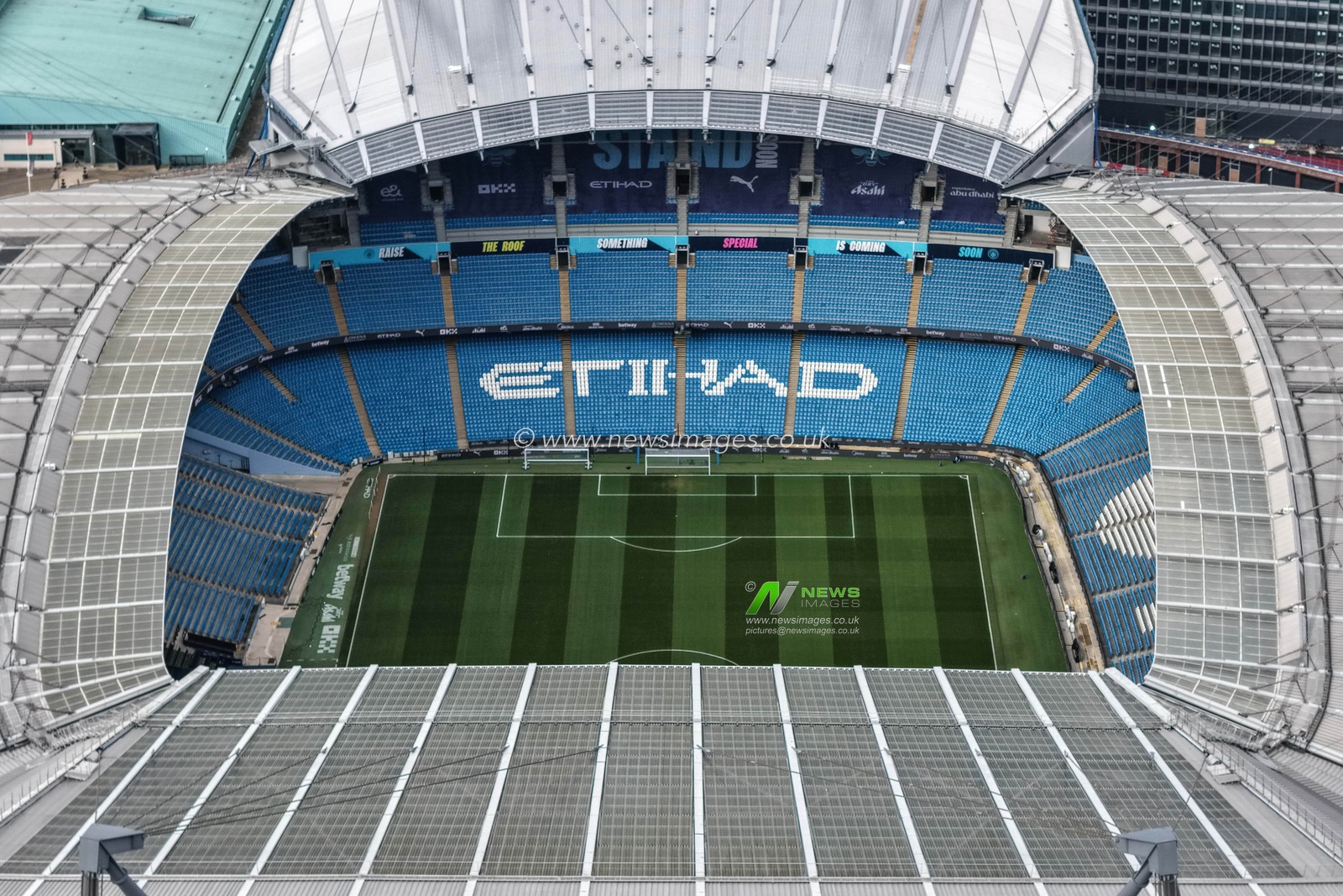 An aerial view of The Etihad Stadium during the Carabao Cup Semi-Final second leg match Manchester City vs Newcastle United at Etihad Stadium, Manchester, United Kingdom, 4th February 2026

(Photo by Mark Cosgrove/News Images)