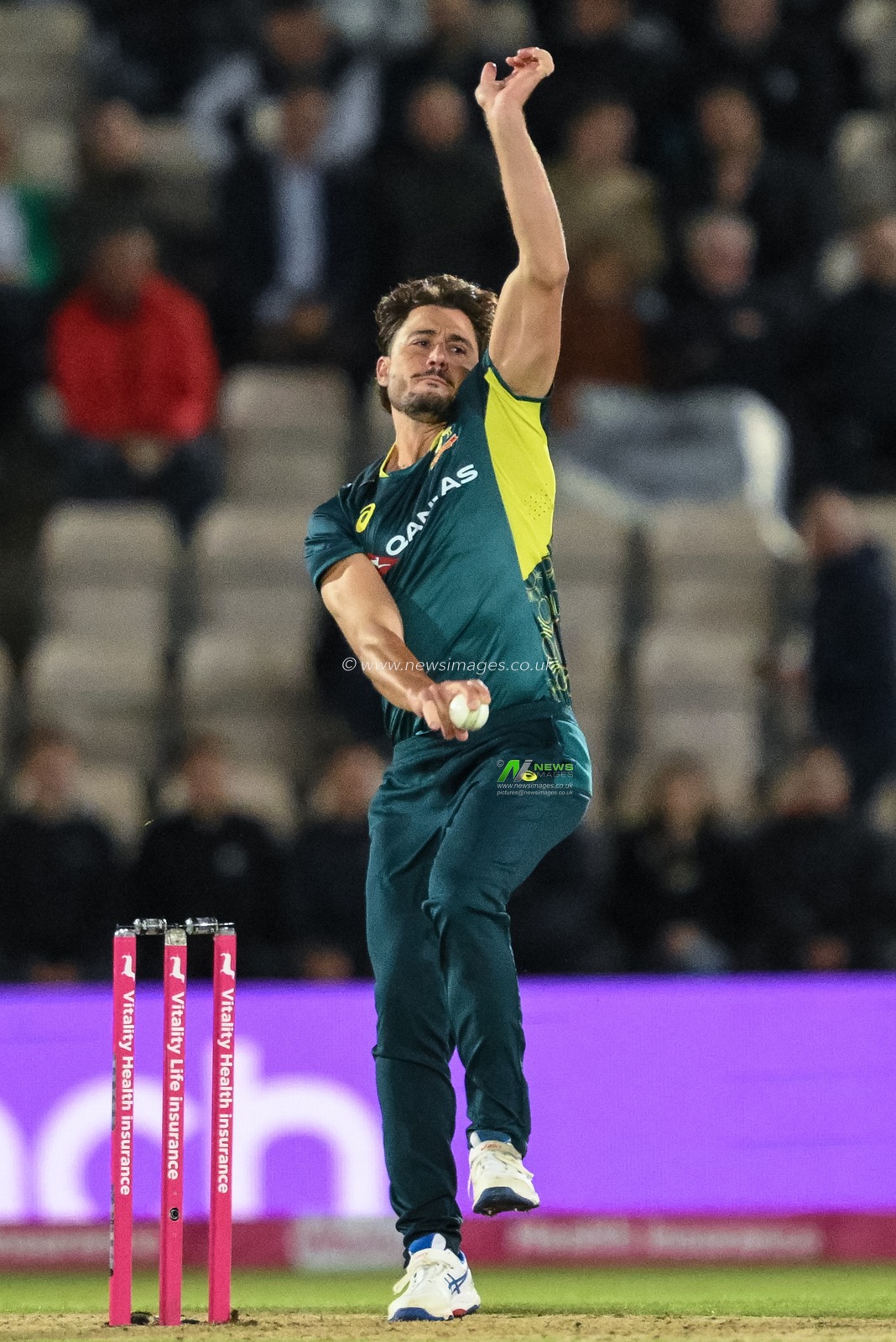 Marcus Stoinis of Australia delivers the ball during the First Vitality IT20 Series match England vs Australia at The Utilita Bowl, Southampton, United Kingdom, 11th September 2024

(Photo by Craig Thomas/News Images)