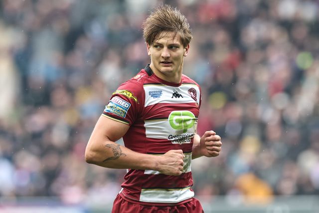 Harvey Makin of Wigan Warriors during the Betfred Super League Round 8 match Wigan Warriors vs St Helens at The Brick Community Stadium, Wigan, United Kingdom, 18th April 2025

(Photo by Mark Cosgrove/News Images)