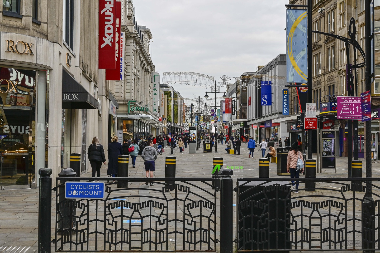 Northumberland Street in Newcastle upon Tyne, usually bustling with shoppers on Black Friday, is very quiet due to National Lockdown restrictions