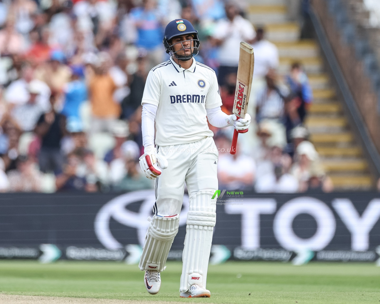 India captain Shubman Gill celebrates his century and half (150 runs ) during the 2nd Rothesay Test Match Day 1 England vs India at Edgbaston, Birmingham, United Kingdom, 2nd July 2025

(Photo by Mark Cosgrove/News Images)