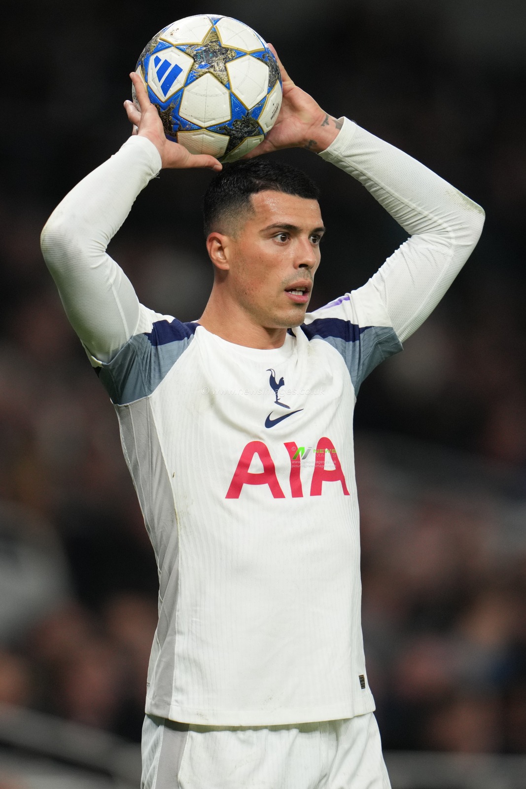 Pedro Porro of Tottenham Hotspur during the UEFA Champions League Matchday 6 of 8 Tottenham Hotspur vs Slavia Prague at Tottenham Hotspur Stadium, London, United Kingdom, 9th December 2025

(Photo by Harvey Murphy/News Images)

*** GER AUT SUI OUT ***