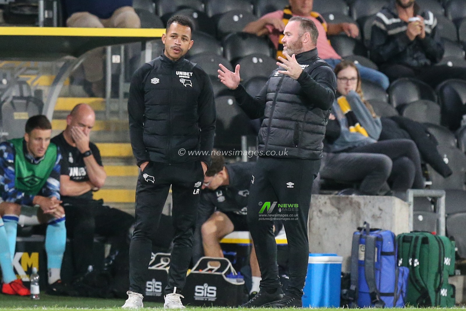 Wayne Rooney manager of Derby County during the game