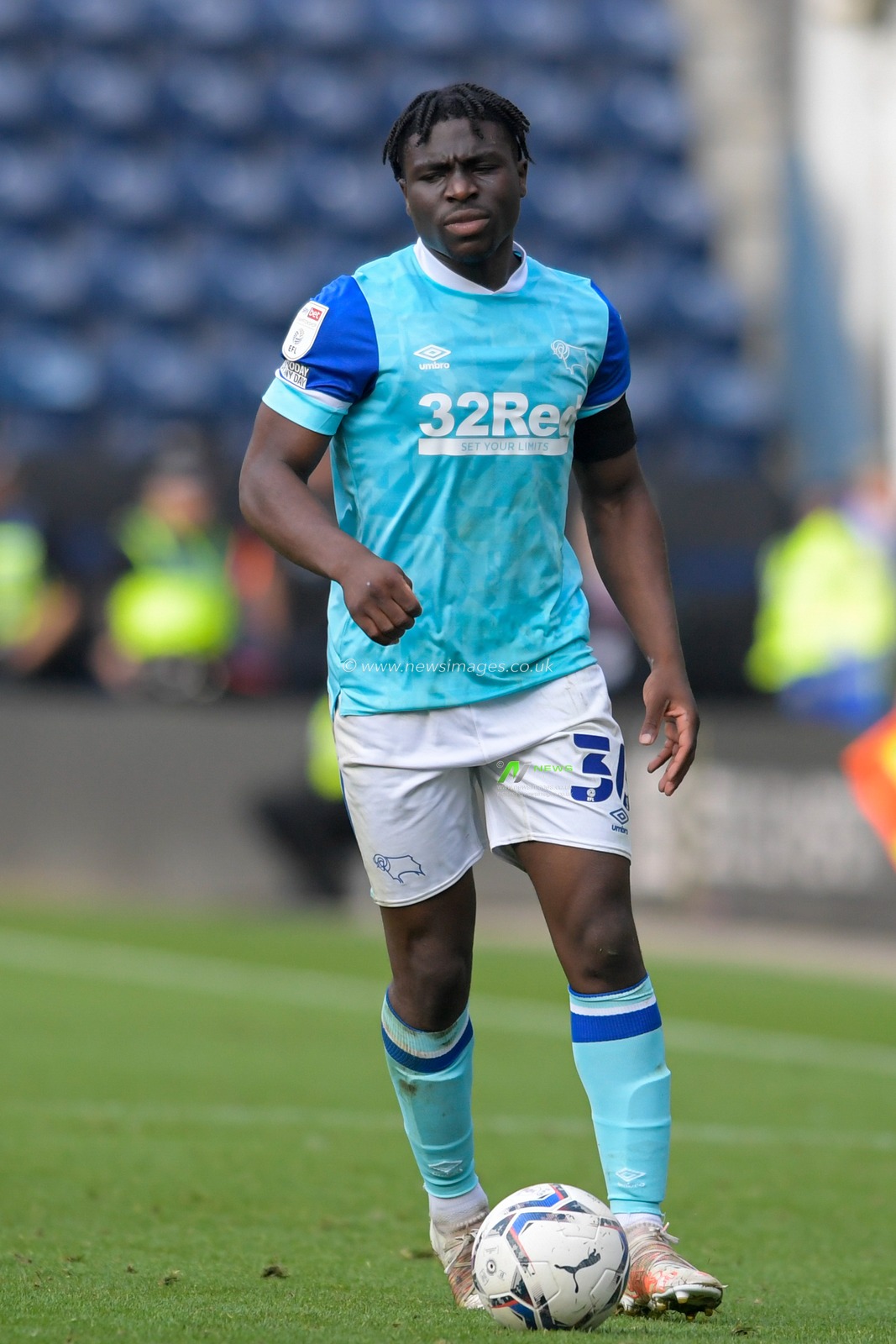 Festy Ebosele #36 of Derby County in action during the game