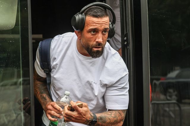 Paul Vaughan of Warrington Wolves arrives during the Betfred Super League round 19 match Castleford Tigers vs Warrington Wolves at The Mend-A-Hose Jungle, Castleford, United Kingdom, 20th July 2025

(Photo by Alfie Cosgrove/News Images)