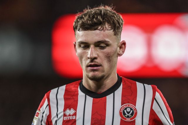 Harrison Burrows of Sheffield United during the Sky Bet Championship match Sheffield United vs Coventry City at Bramall Lane, Sheffield, United Kingdom, 28th March 2025

(Photo by Alfie Cosgrove/News Images)