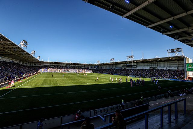 A general view of Halliwell Jones Stadium during the Betfred Super League round 12 match Warrington Wolves vs Bradford Bulls at The Halliwell Jones Stadium, Warrington, United Kingdom on 24 May 2026

(Photo by Alfie Cosgrove/News Images)
