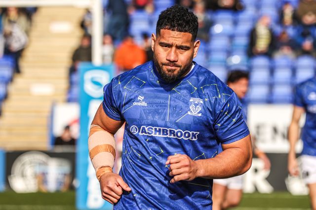 Kelepi Tanginoa of Warrington Wolves in the pregame warmup session during the Betfred Challenge Cup Quarter Final match Warrington Wolves vs Leigh Leopards at The Halliwell Jones Stadium, Warrington, United Kingdom on 11 April 2026

(Photo by Alfie Cosgrove/News Images)