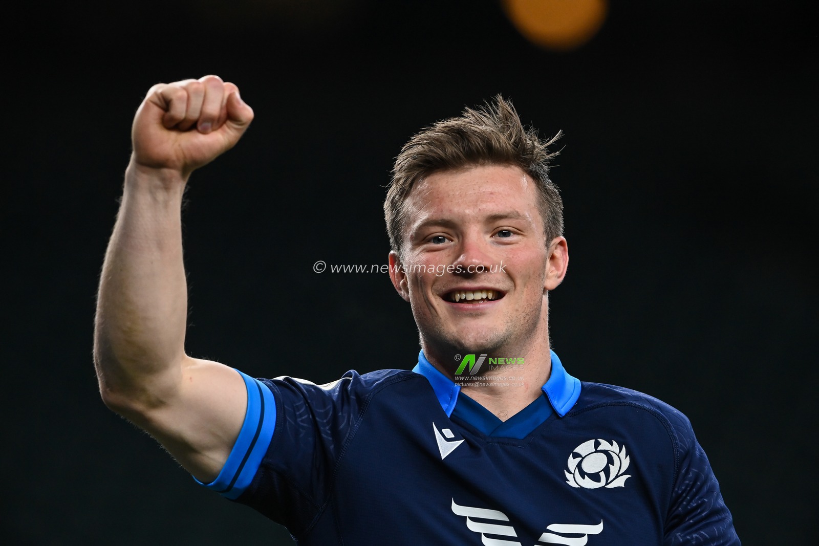 George Horne of Scotland celebrates with the fans at the end of the 2023 Guinness 6 Nations match England vs Scotland at Twickenham Stadium, Twickenham, United Kingdom, 4th February 2023

(Photo by Craig Thomas/News Images)