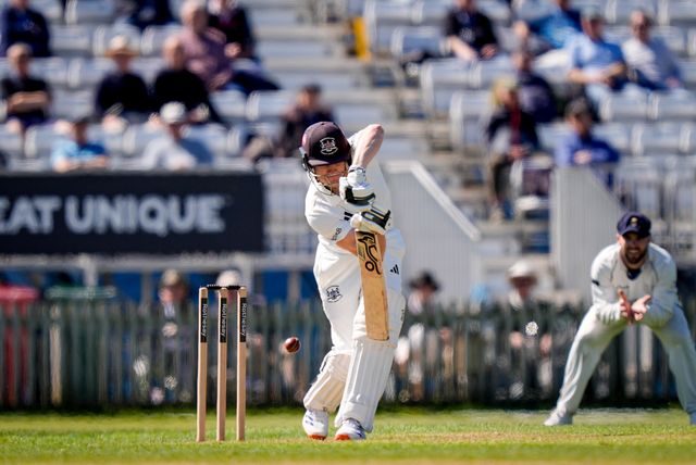 Australian opening batsman Cameron Bancroft of Gloucestershire plays and misses during the County Championship Division Two Derbyshire vs Gloucestershire at The Central Co-Op County Ground, Derby, United Kingdom on 24 April 2026

(Photo by Maynard Manyowa/News Images)