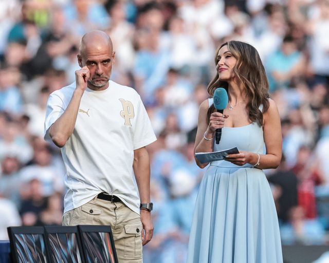 Pep Guardiola manager of Manchester City fights the tears in an emotional last gameas City announce they are naming the new stand after him “The Pep Guardiola  Stand during the Premier League match Manchester City vs Aston Villa at Etihad Stadium, Manchester, United Kingdom on 24 May 2026

(Photo by Mark Cosgrove/News Images)