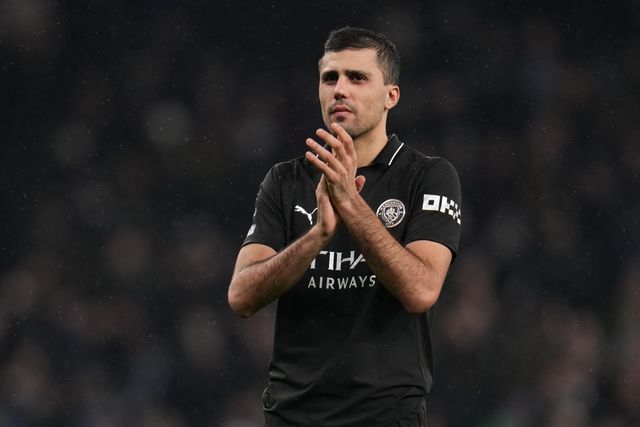 Rodri of Manchester City applauds away support during the Premier League match Tottenham Hotspur vs Manchester City at Tottenham Hotspur Stadium, London, United Kingdom, 1st February 2026

(Photo by Harvey Murphy/News Images)