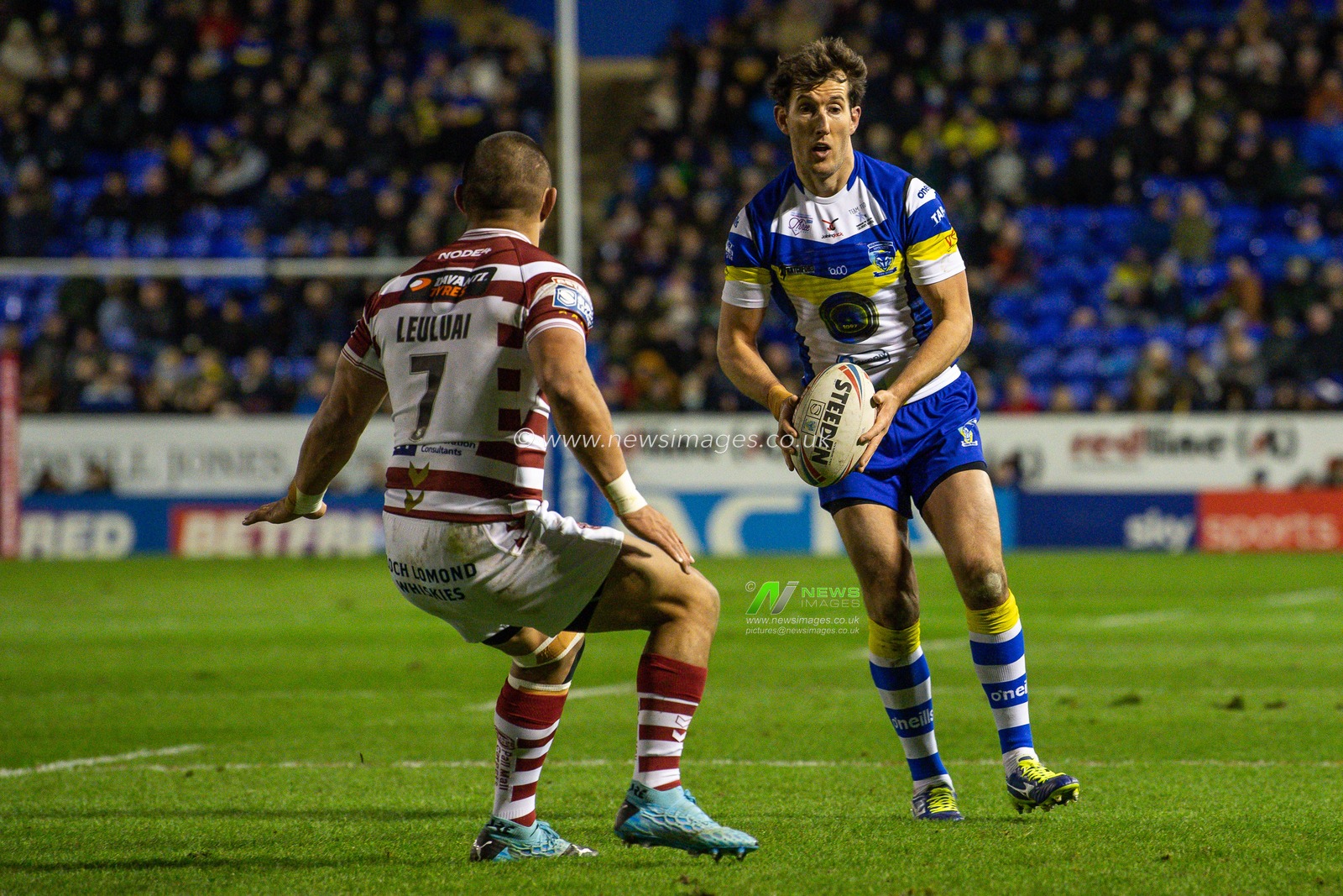 Stefan Ratchford (1) of Warrington Wolves in action