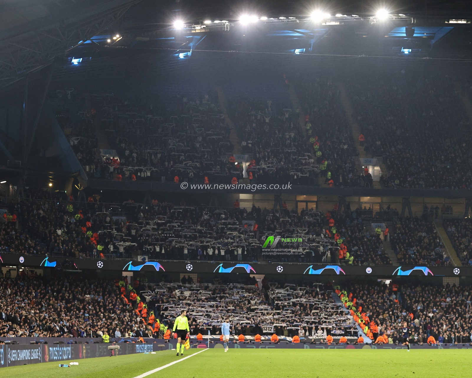 Away fans hold their flags up as they sing away while losing 2-0 during the UEFA Champions League match Manchester City vs F.C. Copenhagen at Etihad Stadium, Manchester, United Kingdom, 6th March 2024

(Photo by Mark Cosgrove/News Images)