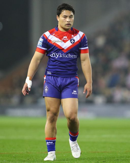 Mason Lino of Wakefield Trinity during the Betfred Super League Round 6 match Leigh Leopards vs Wakefield Trinity at Leigh Sports Village, Leigh, United Kingdom, 28th March 2025

(Photo by Gareth Evans/News Images)