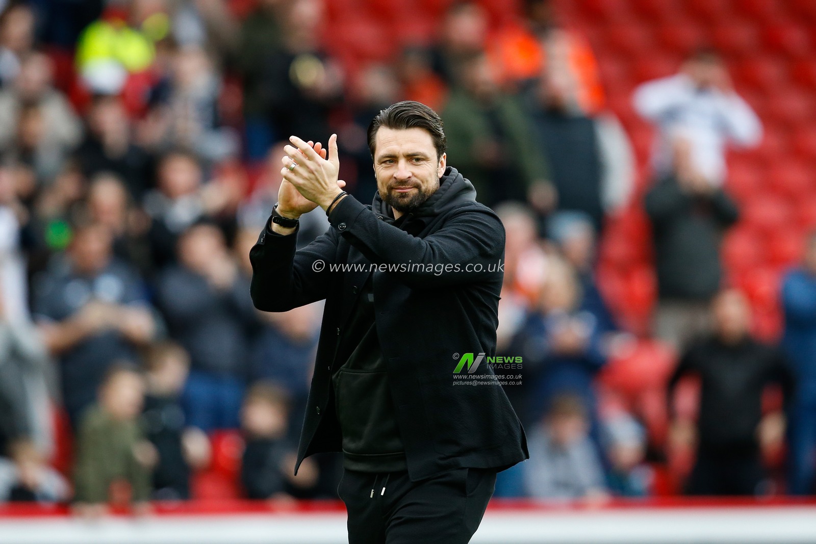 Russell Martin manager of Swansea City applauds fan before the Sky Bet Championship match Sheffield United vs Swansea City at Bramall Lane, Sheffield, United Kingdom, 11th February 2023

(Photo by Ben Early/News Images)