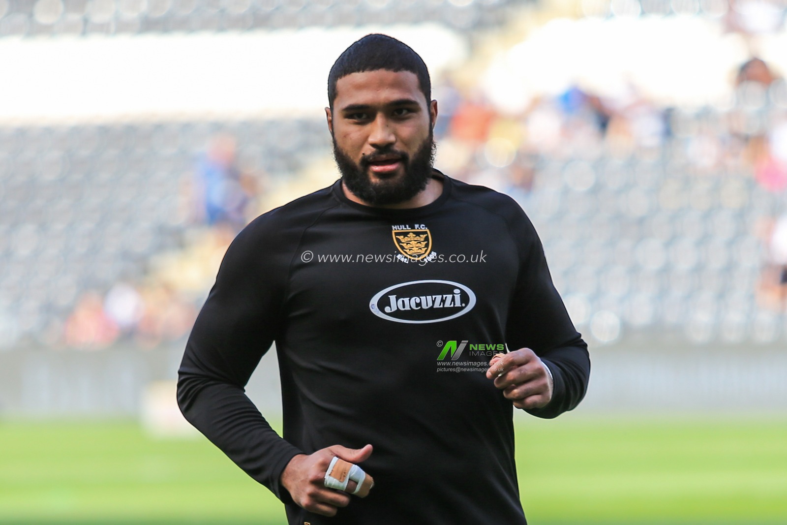 17th August 2019 , KCOM Stadium, Hull, England;  Betfred Super League, Round 26, Hull FC vs Salford Red Devils ; Tevita Satae (39) of Hull FC warming up

Credit: David Greaves/News Images