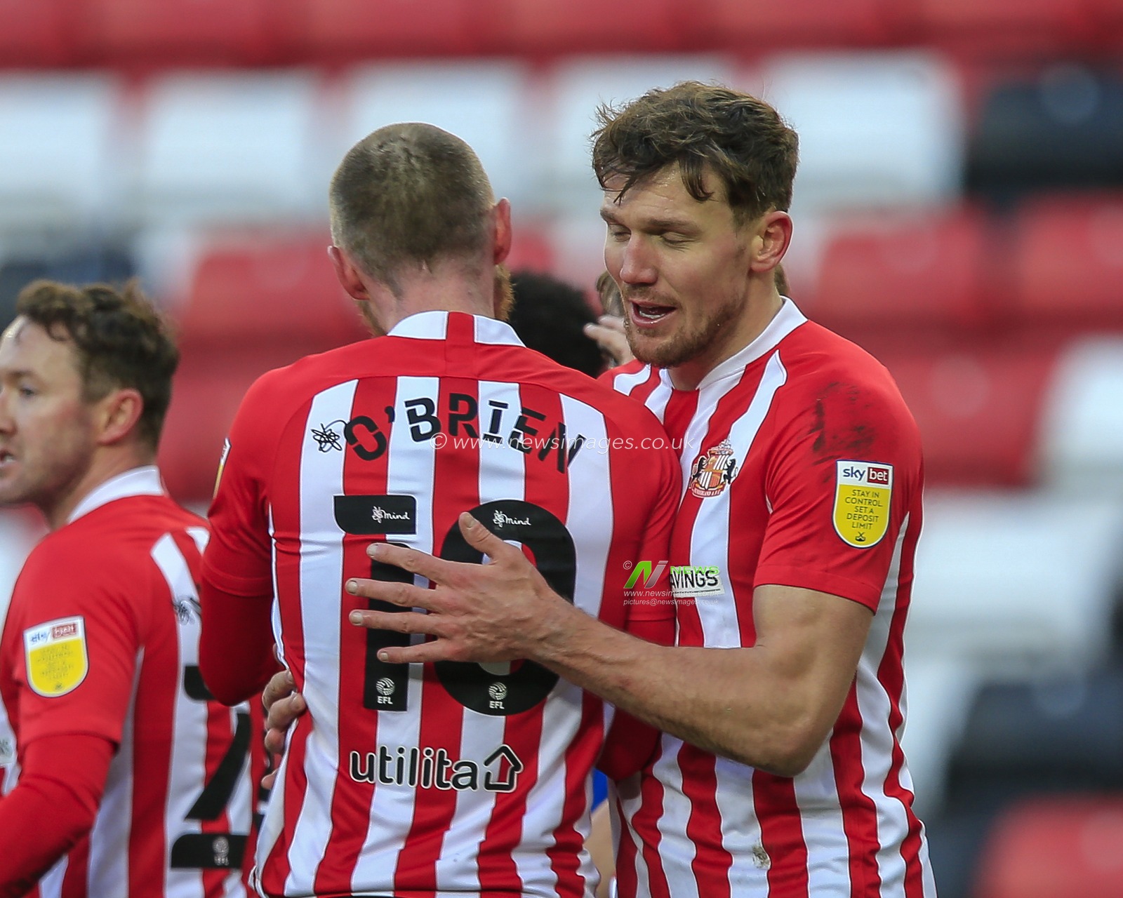 Charlie Wyke #9 of Sunderland celebrates his goal with Aiden O'Brien #10 of Sunderland to make it 1-0