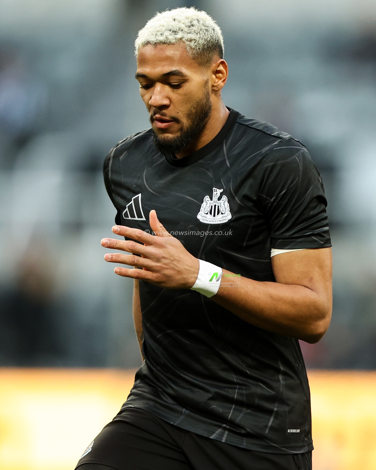 Joelinton of Newcastle United warms up prior to the Premier League match Newcastle United vs Brentford at St. James's Park, Newcastle, United Kingdom, 2nd April 2025

(Photo by Alfie Cosgrove/News Images)