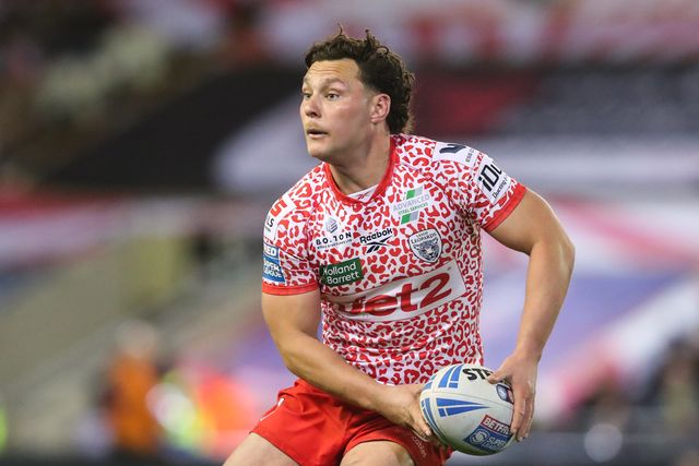 Lachlan Lam of Leigh Leopards in action during the Betfred Super League Round 6 match Leigh Leopards vs Wakefield Trinity at Leigh Sports Village, Leigh, United Kingdom, 28th March 2025

(Photo by Gareth Evans/News Images)
