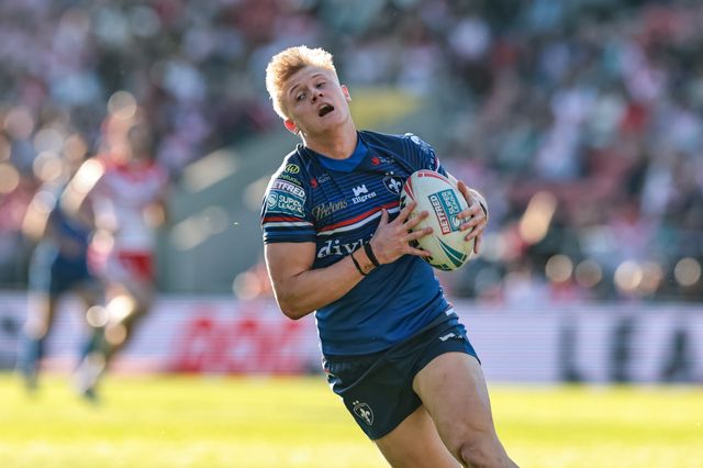 Jayden Myers of Wakefield Trinity in action during the Betfred Super League round 9 match St Helens vs Wakefield Trinity at The BrewDog Stadium, St Helens, United Kingdom on 25 April 2026

(Photo by Mark Cosgrove/News Images)
