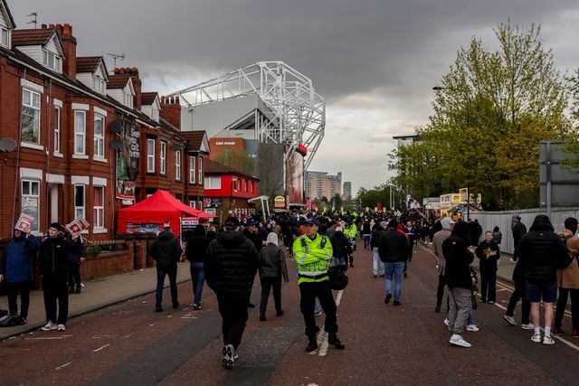 There is a high police presence on-route to Old Trafford during the Premier League match Manchester United vs Leeds United at Old Trafford, Manchester, United Kingdom on 13 April 2026

(Photo by Mark Cosgrove/News Images)