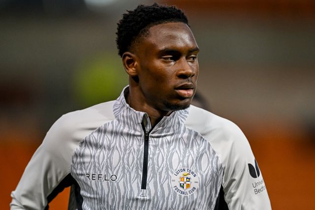 Lamine Fanne of Luton Town  warms up prior to the Sky Bet League 1 match Blackpool vs Luton Town at Bloomfield Road, Blackpool, United Kingdom, 30th September 2025

(Photo by Adam Gee/News Images)