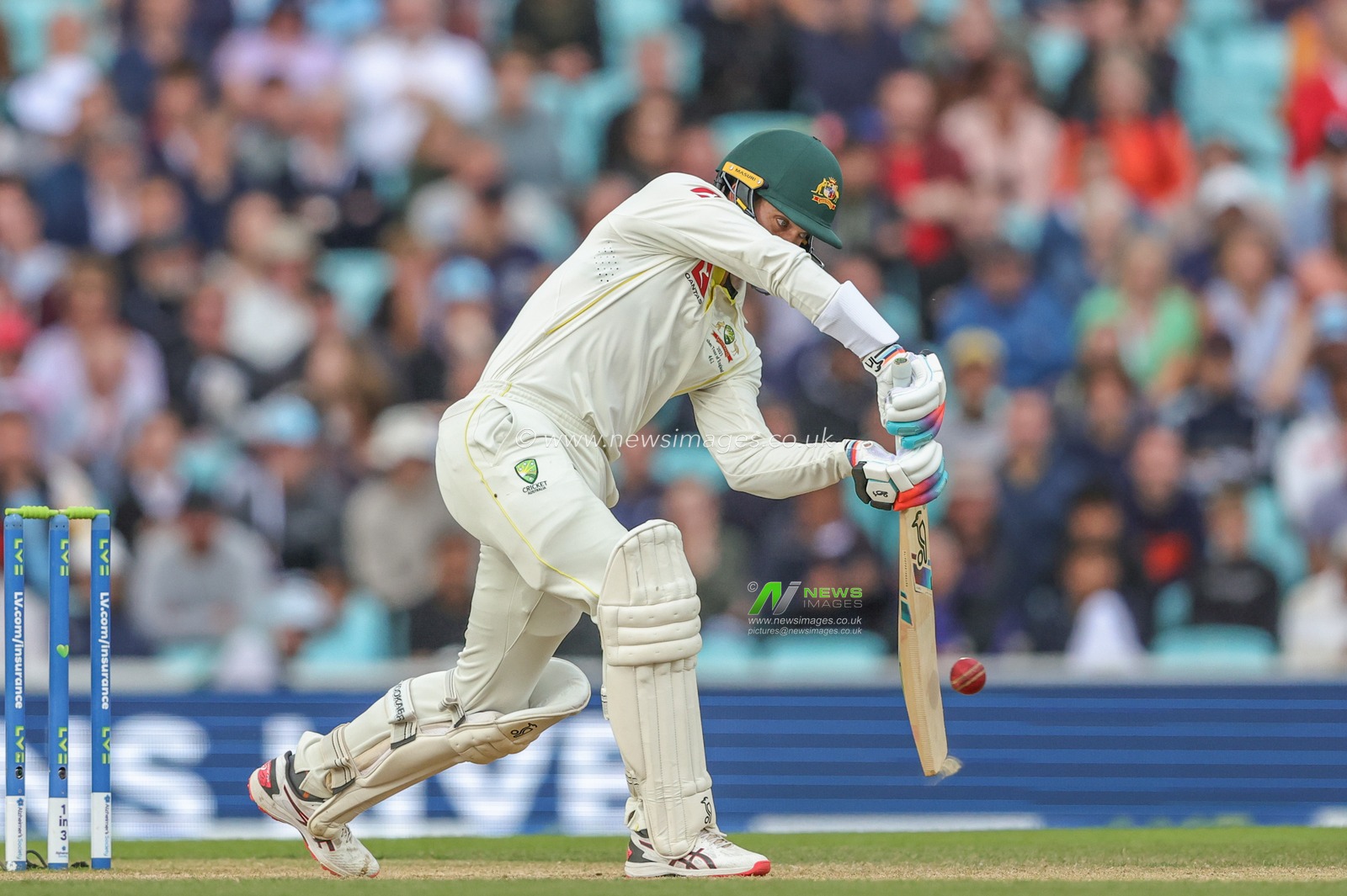 Alex Carey of Australia hits the ball for three runs during the LV= Insurance Ashes Fifth Test Series Day Five England v Australia at The Kia Oval, London, United Kingdom, 31st July 2023

(Photo by Mark Cosgrove/News Images)