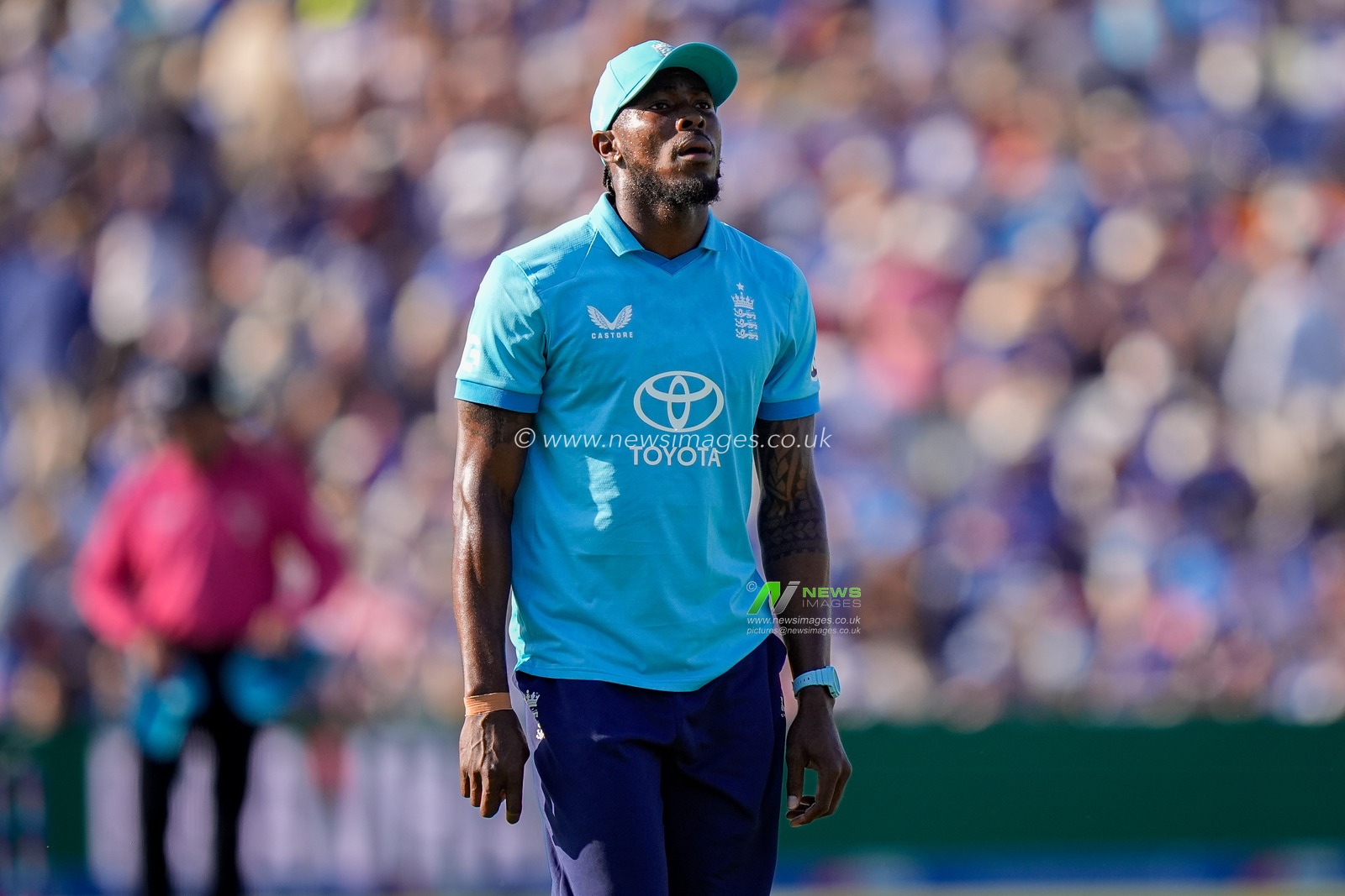 Jofra Archer of England during the 1st Metro Bank ODI match England vs India at Edgbaston, Birmingham, United Kingdom on 14 July 2026

(Photo by Maynard Manyowa/News Images)