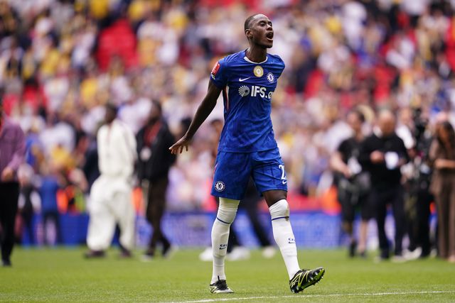 Trevoh Chalobah of Chelsea celebrates win at full time with support during the Emirates FA Cup Semi-Final match Chelsea vs Leeds United at Wembley Stadium, London, United Kingdom on 26 April 2026

(Photo by Harvey Murphy/News Images)