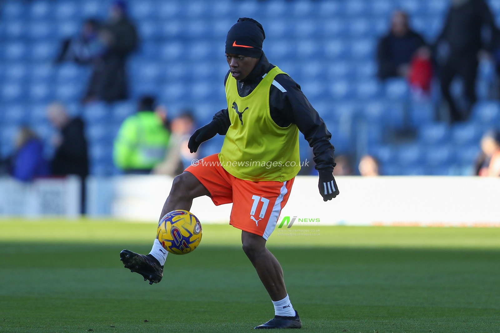 Karamoko DembÃ©lÃ© #11 of Blackpool during the pre-game warm up ahead of the Sky Bet League 1 match Portsmouth vs Blackpool at Fratton Park, Portsmouth, United Kingdom, 25th November 2023

(Photo by Gareth Evans/News Images)